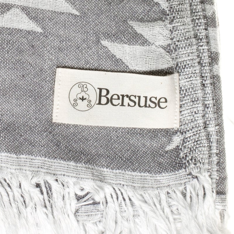 Bersuse 100% Cotton Teotihuacan XL Throw Blanket Turkish Towel Beach Blanket - Beach Camping Essentials - 75x90 Inches, Silver Grey - Image 5